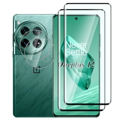 Abbildung von FWKDWHPH [2+2 Stück Temperglas Schutzfolie für Oneplus 12 und Kamera Schutzfolie,kratzfest,9H Härte,blasenfrei,3D Volle Bedeckung,HD Displayschutz