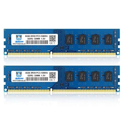 Abbildung von 16GB Kit DDR3 1600 UDIMM 8GBx2 PC3 12800 1.5V CL11 2Rx8 12800U 240 Pin 1600MHz Non ECC Dual Rank Desktop Arbeitsspeicher