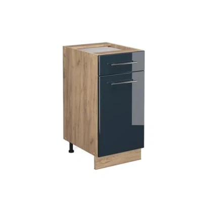 Abbildung von Vicco Küchenunterschrank Fame Line, Dunkelblau Hochglanz/Goldkraft Eiche, 40 cm ohne Arbeitsplatte