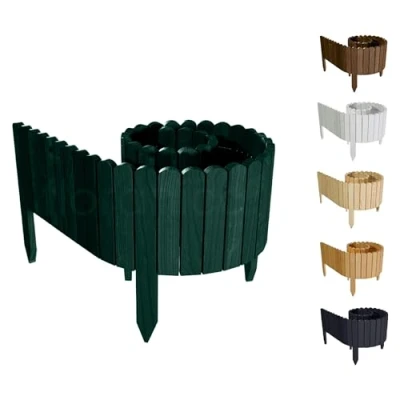 Abbildung von Floranica Rasenkante Höhe 40 cm Grün 200 Lang Gartenzaun Flexibler Holzzaun Gartendeko Gartenpalisade für Beeteinfassung, Mähkante Rollborder, Steckzaun Blumenbeet Umzäunung Garten