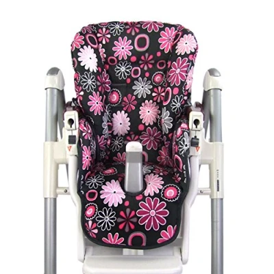 Abbildung von BAMBINIWELT Ersatzbezug Sitzkissen Bezug kompatibel mit Peg Perego Prima Pappa Diner (grau pinke Blumen)