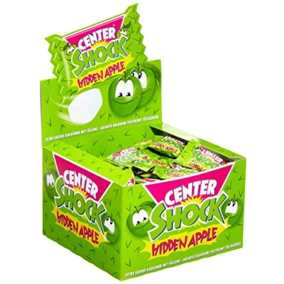 Abbildung von Center Shock Hidden Apple, Box mit 100 Kaugummis, extra sauer Apfel Geschmack, ideal für Geburtstag, Pinata, Partys, Candy Bar &amp; Halloween, 400g