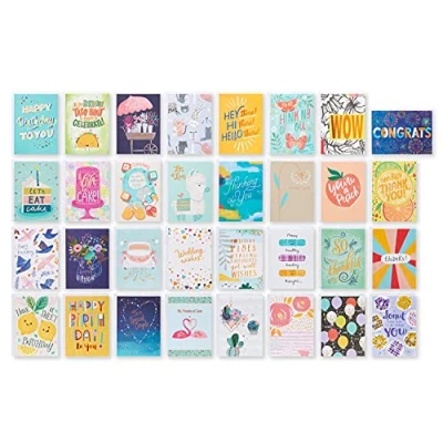 Abbildung von American Greetings Deluxe Karten für alle Anlässe mit Umschlägen und Sortimentsbox, Geburtstag, Hochzeit, Danke mehr, 32 Stück