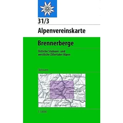 Abbildung von Brennerberge: Topographische Karte 1:50.000 mit Skirouten: Östliche Stubaier und westliche Zillertaler Alpen (Alpenvereinskarten)
