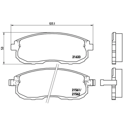 Abbildung von BREMBO P 56 021 Bremsbelagsatz mit akustischer Verschleißwarnung ohne Zubehör NISSAN: 200SX, 350Z Roadster, Coupe