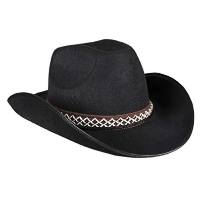 Abbildung von Boland Kostüm Cowboyhut schwarz, Robuster Westernhut passend zum Cowboy Kinderkostüm