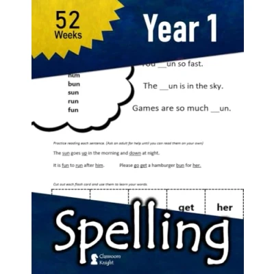 Abbildung von Year 1 Spelling: 52 Weeks of Spelling Vocabulary Sentences (with Answer Key) High Frequency Sight Words (Flash Cards Included) : Comprehensive ... Vocab, &amp; Reading): (Ages 5 6)