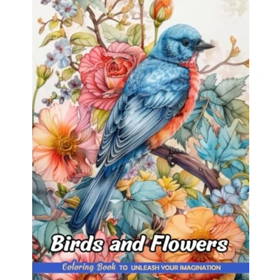Abbildung von Birds and Flowers: Christmas Coloring Books with Flowers for Stress Relief Relaxation (Coloring Pages Kids &amp; Adults)