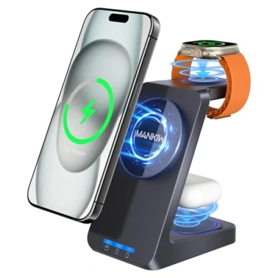 Abbildung von MANKIW Ladegerät für MagSafe, 3 in 1 Ladestation Apple Watch und iPhone 16/15/14/13/12/Plus/Pro Max,Wireless Charger iWatch 9/8/7/6/SE/5/4/3/2, AirPods Pro/2/3