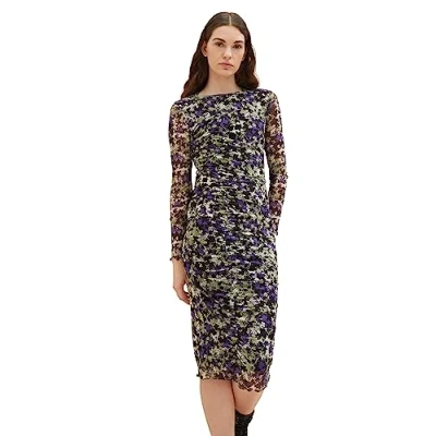 Abbildung von TOM Tailor Denim MIDI Dress WITH Gathering Freizeitkleid, Damen, Größe: Large, Lilac/green