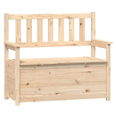 Abbildung von vidaXL Sitzbank mit Stauraum Truhenbank Holzbank Flurbank Truhe Bank Massivholzbank Sitztruhe Holztruhe Wohnzimmer 112,5x51,5x96,5cm Massivholz Kiefer