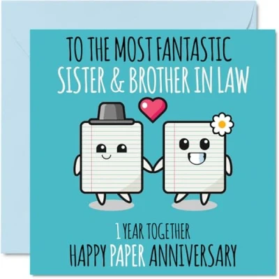 Abbildung von Süße Karte zum Hochzeitstag für Schwester und Schwiegerbruder 1 Jahr zusammen Glückwunschkarten 1. Schwiegerbruder, Schwester, 145 mm x mm, Grußkarten ersten Jahrestag
