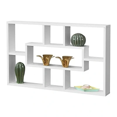 Abbildung von en.casa Wandregal, Qinngua Bücherregal 77x10x48cm mit 7 Ablageflächen Weiß