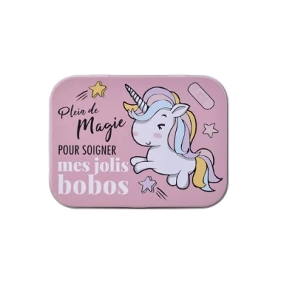 Abbildung von Einhorn Pflaster in Metalldose, zwei Größen mit niedlichem Design, einfache Entfernung &amp; hautfreundlich, atmungsaktiver Klebstoff, 24
