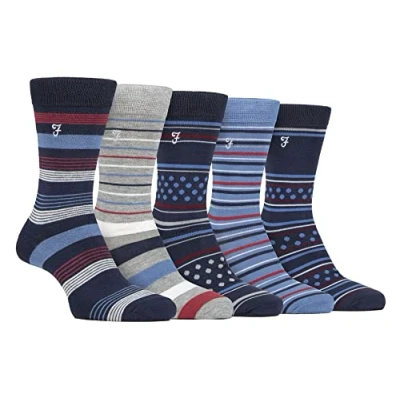 Abbildung von Farah 5er Pack Herren Bambussocken Bunt Farbig Business Socken (39 45, Blau / Marine)