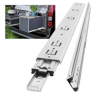 Abbildung von AOLISHENG Schwere Schubladenschienen Vollauszug 900 mm Kugellager schubladenführungen 50 kg Tragkraft, 1 Paar (2 Stück) (Without lock, 36 inch（900mm))