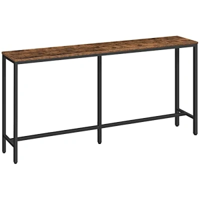 Abbildung von MAHANCRIS 160 cm Konsolentisch, Schmal Tisch, Langer Eingangstisch, Flurtisch, Beistelltisch, Kleiner Ausstellungstisch, Sofatisch für Flur, Wohnzimmer, Dunkelbraun Schwarz ACTHR16001Z