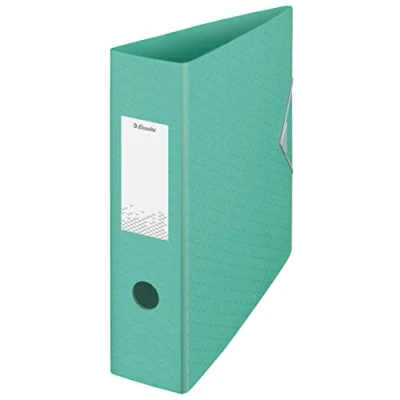 Abbildung von Esselte A4 Ordner, 500 Blatt Kapazität, 82 mm Rückenbreite, leichtgewichtiger Ordner für Zuhause/Büro, zur Schreibtischorganisation, Colour&#039;Breeze Serie, Grün, 626218