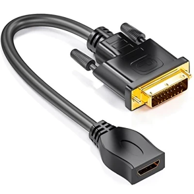 Abbildung von deleyCON DVI zu HDMI Adapter Stecker auf Buchse FullHD TV / Video Kabel