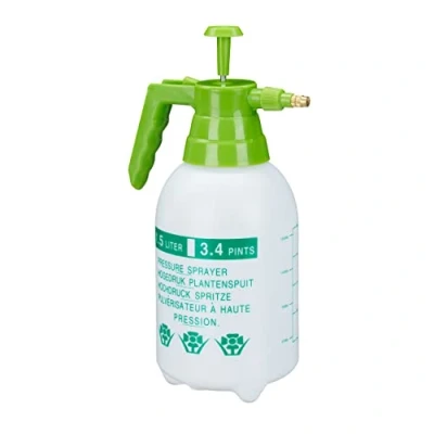 Abbildung von Relaxdays 5 x Drucksprüher, 1,5 Liter, einstellbare Messingdüse, Garten, Bewässerung, Schädlingsbekämpfung, PE, weiß/grün
