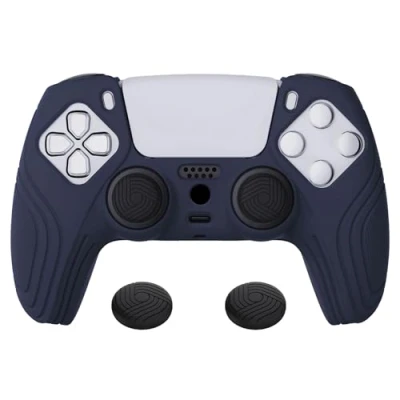 Abbildung von eXtremeRate PlayVital Hülle für ps5 Controller,Case ergonomische Schutzhülle Griffe Silikonhülle aus weichem Gummi,2 Stück Thumbstick Aufsätze Controller(Samurai Edition,Blau)