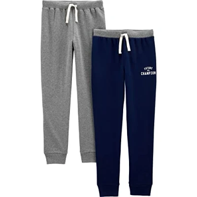 Abbildung von Simple Joys by Carter&#039;s Baby Jungen 2 Pack Athletic Knit Jogger Pants Hose, Kohlegrau/Marineblau, 6 9 Monate (2er Pack)