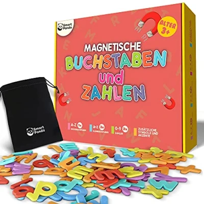 Abbildung von Smart Panda Magnetische Buchstaben und Zahlen für Kinder Magnetisches Alphabet Set Kühlschrankmagneten Kinder, ABC Lernspiele Kleinkinder zum Buchstabieren Lernen, Lesen Phonetik üben