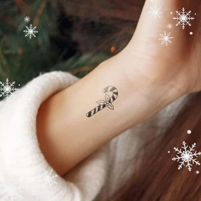Abbildung von Inkster Tattoo Zuckerstange vegane &amp; wasserfeste Temporäre Tattoos für Erwachsene EU Kosmetikzertifizierte Farbe revolutionäres 2 Wochen Premium Klebetattoos