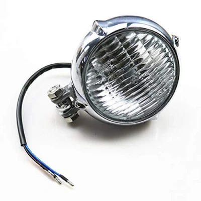 Abbildung von Retro Motorrad Bottom Mount High Abblendlicht Scheinwerfer Lampe für Harley 883 Cruiser Chopper Cafe Racer Shadow Honda Kawasaki Suzuki Yamaha Big Dog Custom (Schwarz/Bernstein)