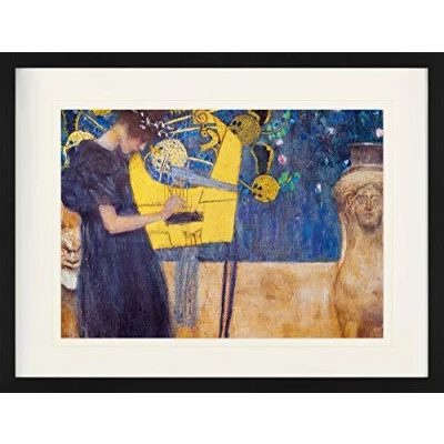Abbildung von 1art1 Gustav Klimt Poster Die Musik, 1895 Gerahmtes Bild Mit Edlem Passepartout Wand Bilder Im Bilderrahmen 80x60 cm