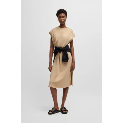 Abbildung von BOSS Edress Jerseykleid, Damen, Größe: Large, Open beige