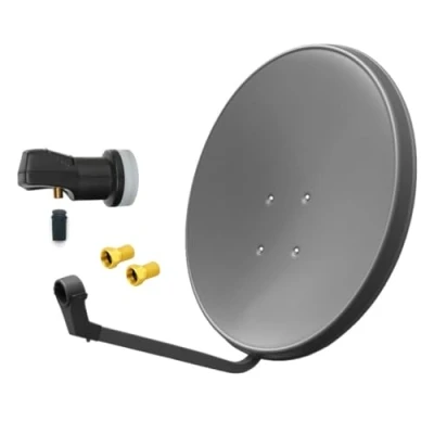 Abbildung von ARLI 60cm HD Sat Anlage Digital Single LNB + 2 F Stecker 1 Teilnehmer Antenne Set UHD 4K FullHD