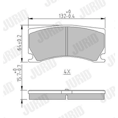 Abbildung von JURID 573372J Bremsbelagsatz nicht für Verschleißwarnanzeiger vorbereitet PEUGEOT: RCZ Coupe, 308 II Schrägheck, JAGUAR: XK Cabrio, Coupe