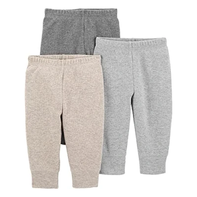 Abbildung von Simple Joys by Carter&#039;s Unisex Baby 3 Pack Thermal Pants Hose, Beige/Dunkelgrau/Grau, 0 Monate (3er Pack)