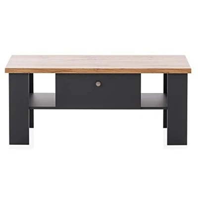 Abbildung von Lomadox Couchtisch Kaffetisch Sofatisch Landhaus in anthrazit mit Wotan Eiche Nb., B/H/T ca. 110/45/70 cm