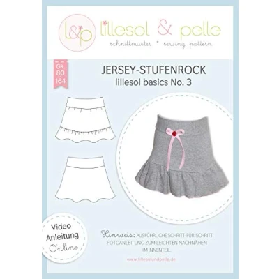 Abbildung von lillesol &amp; pelle Schnittmuster Basics No.3 Jersey Stufenrock in Größe 80 164 zum Nähen mit Foto Anleitung und Video