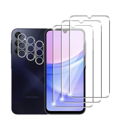 Abbildung von Zicurz 3+3 Stück Schutzglas für Samsung Galaxy A15 5G, Panzer Schutz Glas, 3 Schutzfolie und Kamera Schutzglas, HD Displayschutz, Blasenfrei, 5G