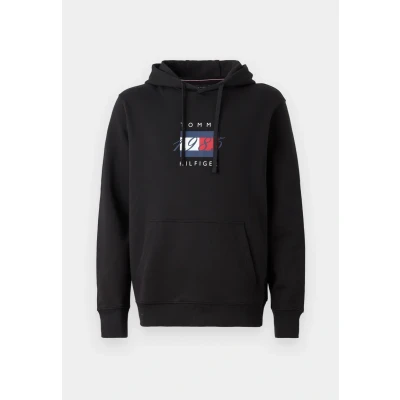 Abbildung von Tommy Hilfiger Linear FLAG Graphic Hoodie Unisex Sweatshirt, Größe: XS, Black