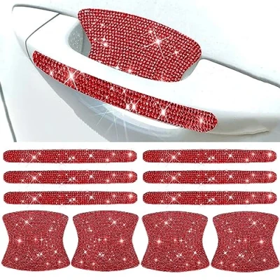 Abbildung von BetterJonny 10PCS Auto Türgriff Schutzfolie, Lack Kratzschutz Aufkleber Kristall Anti Scratch Car Door Handle Stickers Universelle Lackschutzfolie für Griffmulden/Griffschalen, Rot