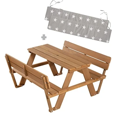 Abbildung von roba® Garten Kindersitzgruppe Outdoor+, mit 2 Bänken, 1 Tisch &quot;Picknick for 4&quot;, aus Massivholz, wetterfest