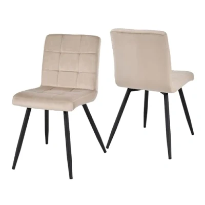 Abbildung von Duhome Esszimmerstühle 2er Set Küchenstuhl Wohnzimmerstuhl Polsterstuhl mit Metallbeine Samt Stuhl für Küche Esszimmer Wohnzimmer, Beige