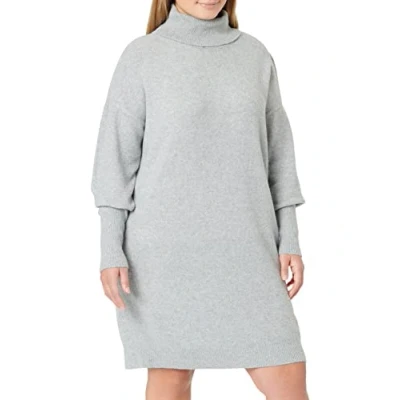 Abbildung von Vero Moda Curve Damen Vmbrilliant Rollneck Dress Ga Kleid, Light Grey Melange, S Große Größen EU