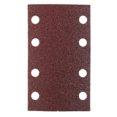 Abbildung von kwb Schleifstreifen 80x133 mm aus Edelkorund mit Körnung 120, werkzeugloser Wechsel, Vollkunstharz Verleimung und verstärkter Papierträger für den mittelfeinen Schliff von Holz Metall