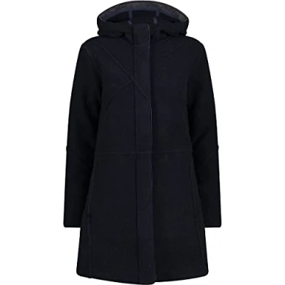 Abbildung von CMP Damen Long Coat Wooltech Longcoat, Schwarz Blau, D 34 (IT 40)