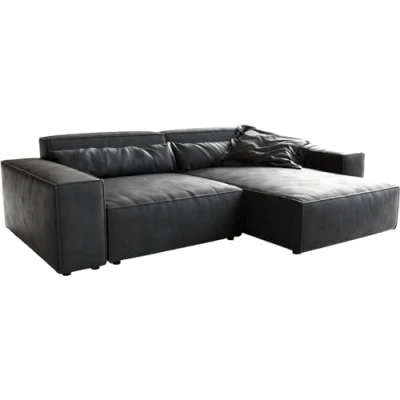 Abbildung von Ecksofa Sirpio XL 270x170 cm Lederimitat Vintage Anthrazit Recamiere variabel