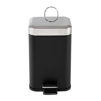 Abbildung von HTI living Treteimer eckig Jannik 3 Liter Schwarz Silber Mülleimer Kosmetikeimer mit Soft Close Deckel