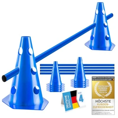 Abbildung von all Pets United® Steckhürden Set für Hunde; Agility Trainingszubehör Hunde &amp; Pferde; Hürdenset mit Stange Hütchen Tier Fußballtraining; Wetterfest Stabil (4 Sets)