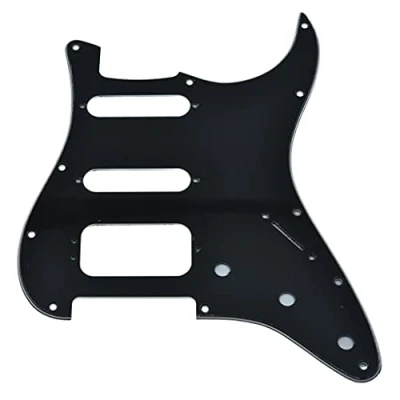 Abbildung von KAISH Northwest Guitars Pickguard für Stratocaster, 11 Löcher, 3 Schrauben, runde Ecken, Humbucking, Tonabnehmer, Halterung, passend American Fender Strat, Schwarz, lagig