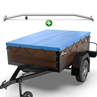 Abbildung von Tarpofix® Schutzplane Flachplanen inkl. Planenseil für Anhänger ab 350kg, randverstärkte Anhängerplane Abdeckplane u.a. passend diverse kleine Hänger bis 500 kg