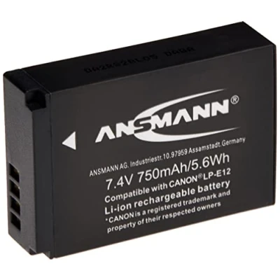 Abbildung von ANSMANN Ersatzakku für A Can LP E12 Li Ion Digicam Akku 7,4V/750mAh Canon Foto Digitalkamera, Zweitakku ideal Hobby und professionelle Fotografen, 100% kompatibel